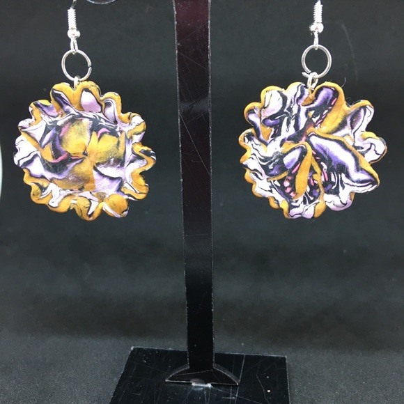 Unique Handmade Polymer Blossom Earrings - Picture 4 of 8